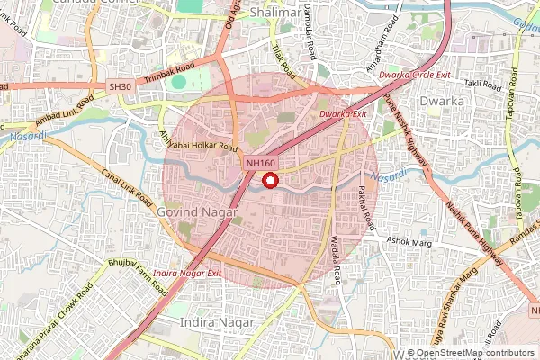 Map showing approximate area covered by Pincode 422008 — Trimurti Chowk S.O, Nashik