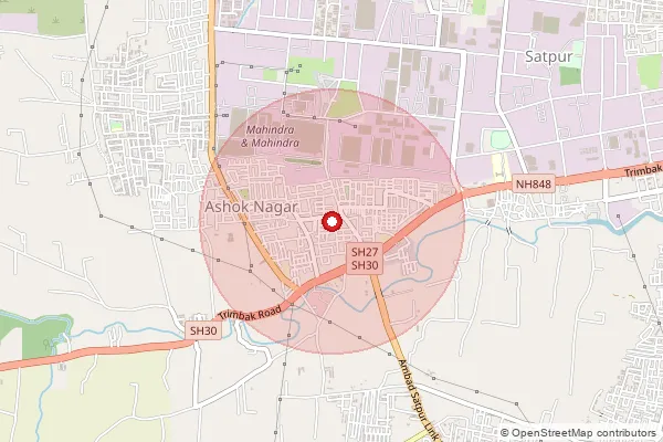 Map showing approximate area covered by Pincode 422012 — Ashok Nagar S.O (Nashik), Nashik