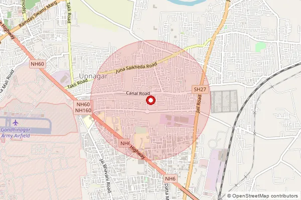 Map showing approximate area covered by Pincode 422101 — Nashik Road H.O, Nashik