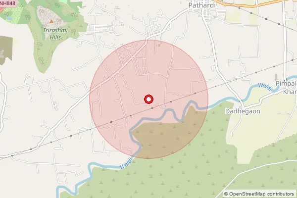 Map showing approximate area covered by Pincode 422105 — Kotamgaon B.O, Nashik