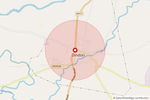 Map showing approximate area covered by Pincode 422202 — Awankhed B.O, Nashik