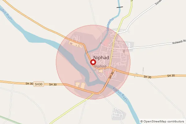 Map showing approximate area covered by Pincode 422206 — Ojhar S.O, Nashik