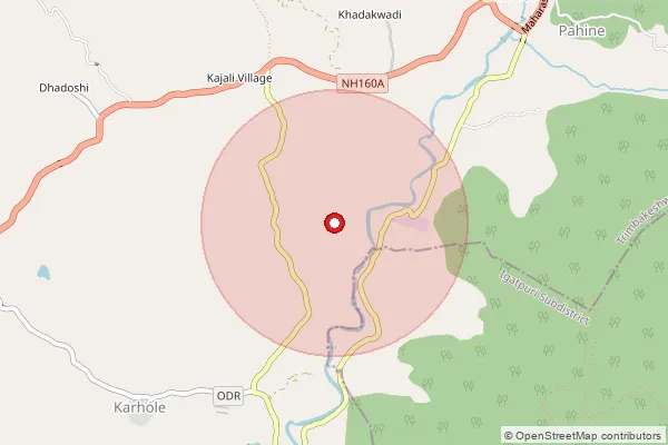 Map showing approximate area covered by Pincode 422214 — Devgaon B.O, Nashik