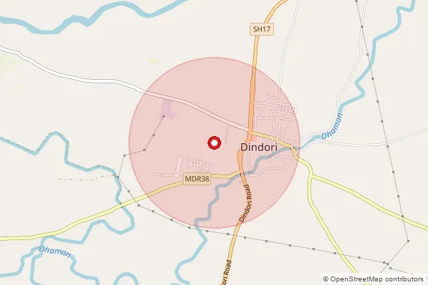 Map showing approximate area covered by Pincode 422215 — Chausale B.O, Nashik