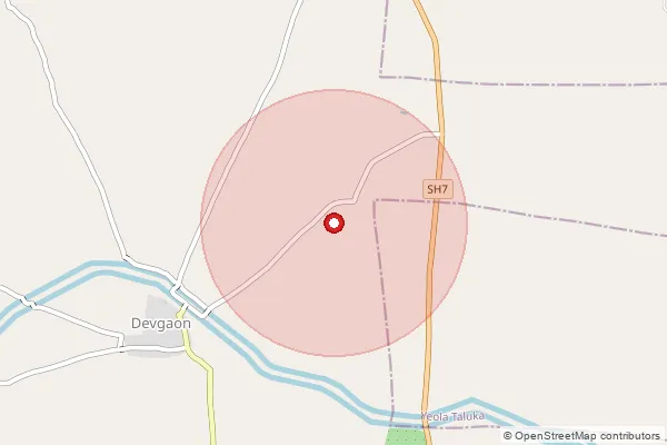 Map showing approximate area covered by Pincode 422305 — Nandgaon B.O, Nashik