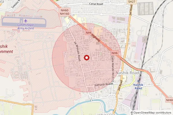 Map showing approximate area covered by Pincode 422401 — Vadner Dumala B.O, Nashik
