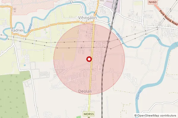 Map showing approximate area covered by Pincode 422501 — Devlali Air Force S.O, Nashik