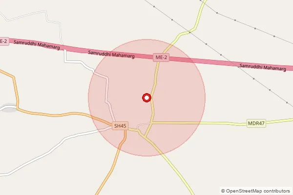 Map showing approximate area covered by Pincode 422606 — Bhojapur B.O, Nashik