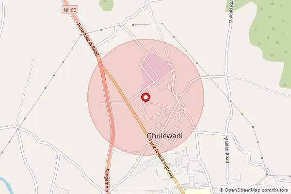 Map showing approximate area covered by Pincode 422608 — Sangamner Sk S.O, Ahmednagar