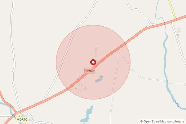 Map showing approximate area covered by Pincode 423117 — Dhodamba B.O, Nashik