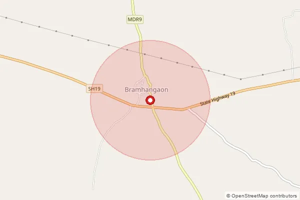 Map showing approximate area covered by Pincode 423213 — Mahalpatane B.O, Nashik