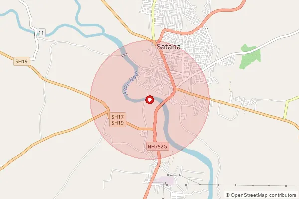 Map showing approximate area covered by Pincode 423302 — Aliyabad B.O, Nashik