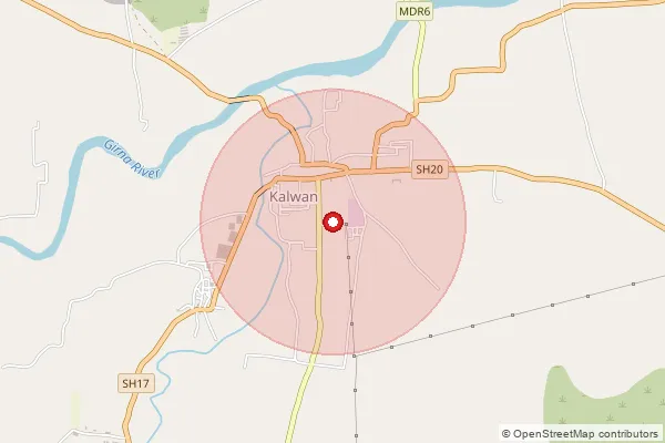 Map showing approximate area covered by Pincode 423501 — Ganore B.O, Nashik