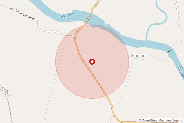 Map showing approximate area covered by Pincode 423604 — Manjur B.O, Ahmednagar