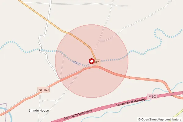 Map showing approximate area covered by Pincode 423605 — Derde Korhale B.O, Ahmednagar