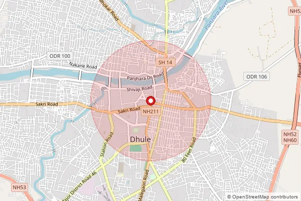 Map showing approximate area covered by Pincode 424004 — Agriculture College B.O, Dhule