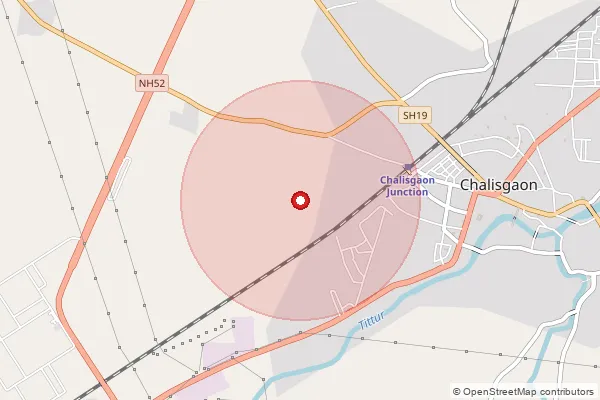 Map showing approximate area covered by Pincode 424101 — Chalisgaon H.O, Jalgaon