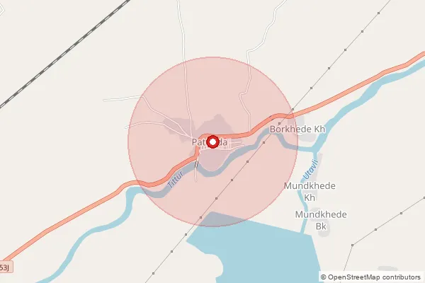 Map showing approximate area covered by Pincode 424102 — Hingona Kh B.O, Jalgaon