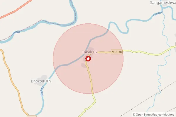 Map showing approximate area covered by Pincode 424103 — Takali Bk B.O, Jalgaon