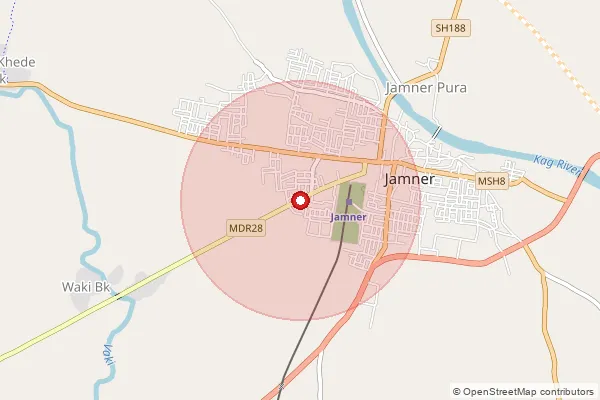 Map showing approximate area covered by Pincode 424206 — Jamner S.O, Jalgaon