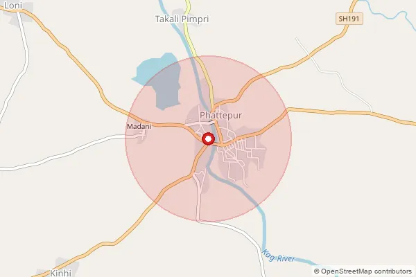 Map showing approximate area covered by Pincode 424208 — Fattepur S.O, Jalgaon