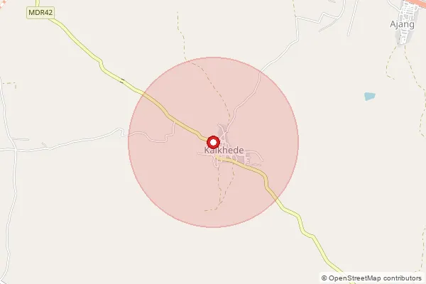 Map showing approximate area covered by Pincode 424301 — Kalkheda B.O, Dhule