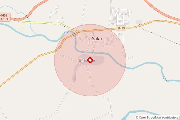 Map showing approximate area covered by Pincode 424304 — Chaupale B.O, Dhule