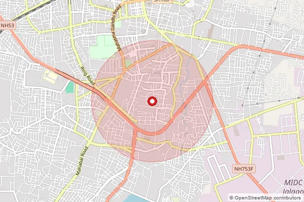 Map showing approximate area covered by Pincode 425001 — Jalgaon H.O, Jalgaon