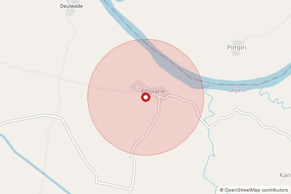 Map showing approximate area covered by Pincode 425102 — Bholane B.O, Jalgaon