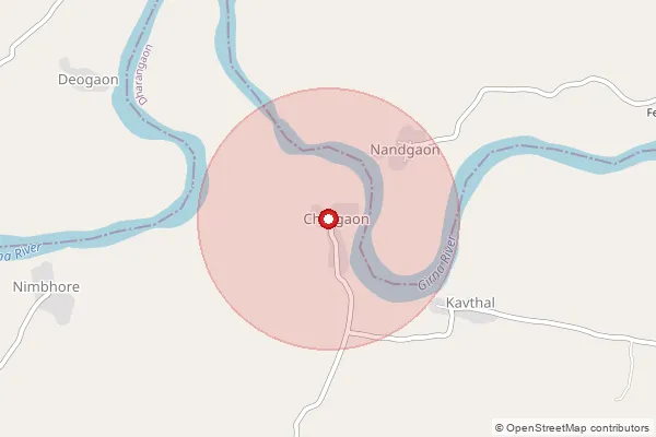 Map showing approximate area covered by Pincode 425103 — Anjanvihire B.O, Jalgaon