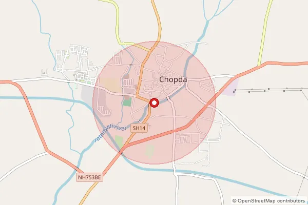 Map showing approximate area covered by Pincode 425107 — Chopda S.O, Jalgaon