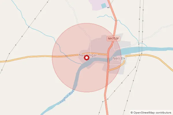 Map showing approximate area covered by Pincode 425114 — Neri Bk S.O, Jalgaon