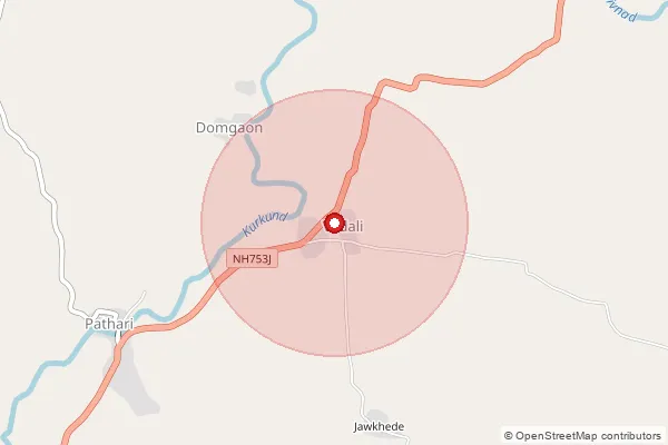 Map showing approximate area covered by Pincode 425115 — Kurangi B.O, Jalgaon