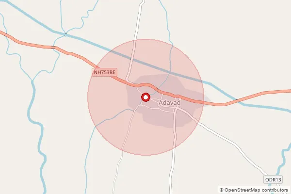 Map showing approximate area covered by Pincode 425303 — Adavad S.O, Jalgaon