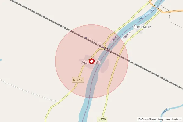 Map showing approximate area covered by Pincode 425403 — Mudawad B.O, Dhule