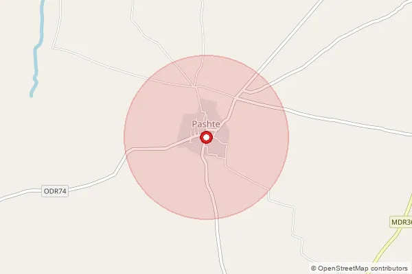 Map showing approximate area covered by Pincode 425404 — Pashta B.O, Dhule