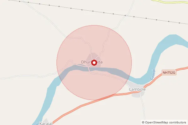 Map showing approximate area covered by Pincode 425409 — Brahmanpuri B.O, Nandurbar