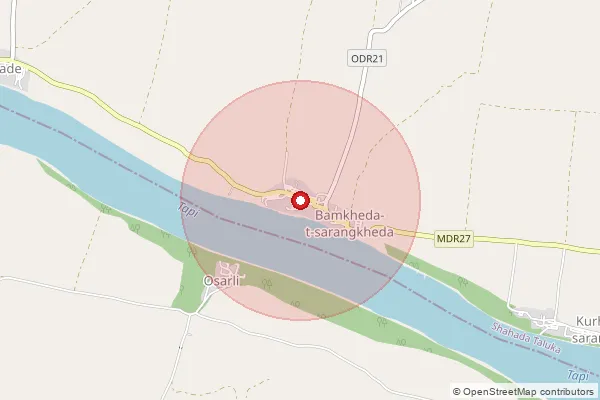 Map showing approximate area covered by Pincode 425410 — Biladi T.S B.O, Nandurbar