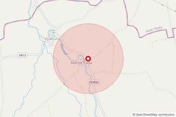 Map showing approximate area covered by Pincode 425412 — Ashte B.O, Nandurbar