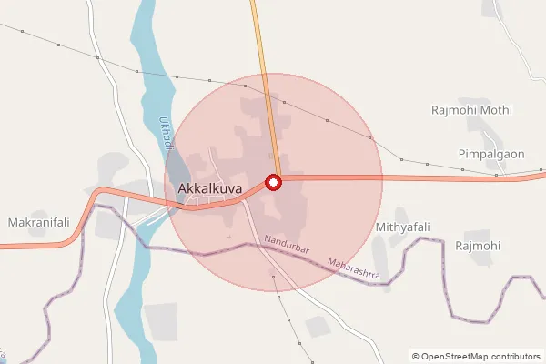 Map showing approximate area covered by Pincode 425415 — Rajmohi B.O, Nandurbar