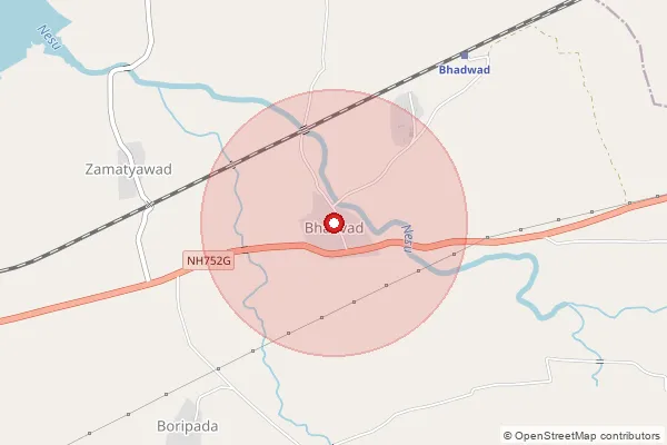 Map showing approximate area covered by Pincode 425416 — Bhadvad B.O, Nandurbar