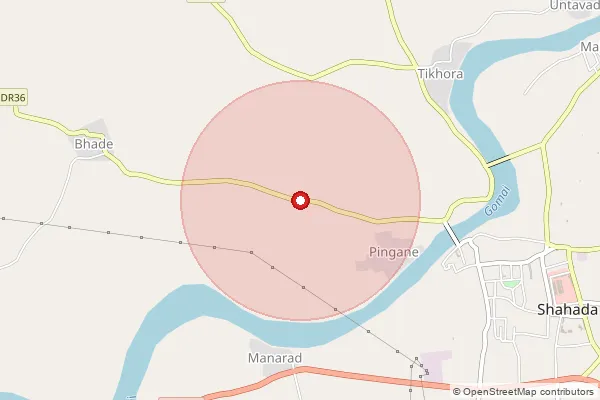 Map showing approximate area covered by Pincode 425422 — Prakasha S.O, Nandurbar