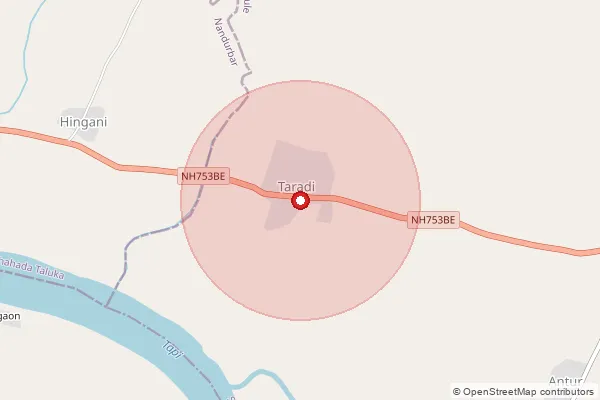 Map showing approximate area covered by Pincode 425427 — Arthe B.O, Dhule