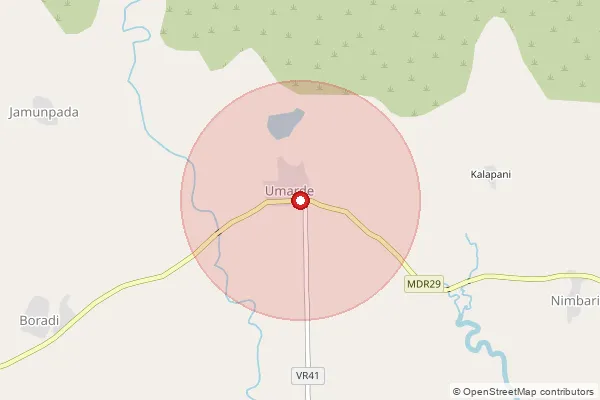 Map showing approximate area covered by Pincode 425428 — Umarde B.O, Dhule