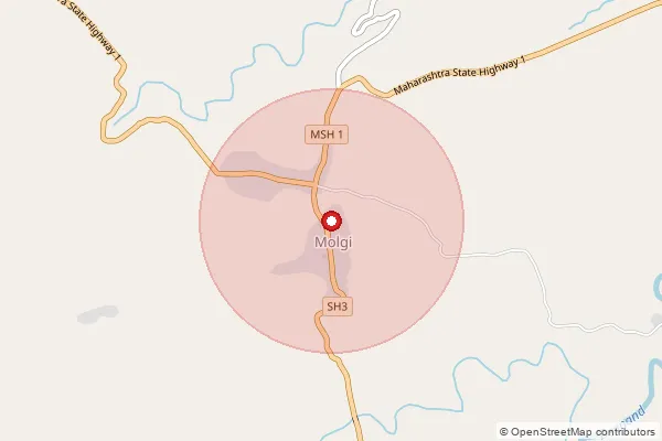 Map showing approximate area covered by Pincode 425452 — Bhagdari B.O, Nandurbar