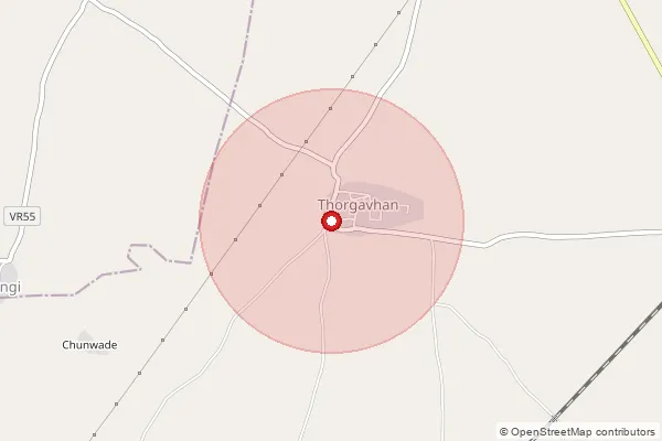 Map showing approximate area covered by Pincode 425501 — Thorgavan S.O, Jalgaon