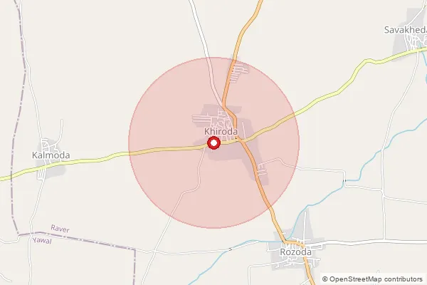 Map showing approximate area covered by Pincode 425504 — Khiroda S.O, Jalgaon