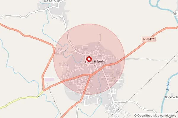 Map showing approximate area covered by Pincode 425508 — Raver S.O, Jalgaon
