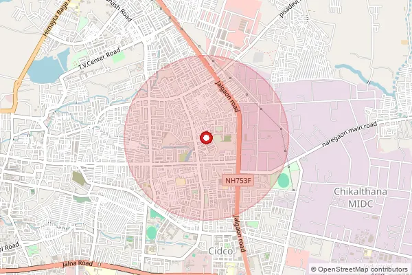 Map showing approximate area covered by Pincode 431003 — Cidco Colony S.O (Chhatrapati Sambhajinagar), Aurangabad