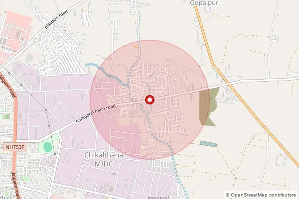 Map showing approximate area covered by Pincode 431007 — Khodegaon B.O, Aurangabad